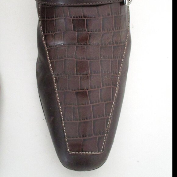 Brighton "Tiana" Womens Brown Croco Leather Slide w/2.5" Heel - Size 8.5M - Picture 6 of 11